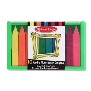 Set 10 creioane colorate groase trunghiulare in culori fluorescente Melissa and Doug