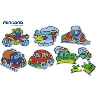 Puzzle tematic cu mijloace de transport Miniland 3-5 piese