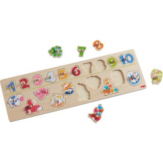 Joc tip puzzle, Haba, Animals by Numbers, 20 piese, 2ani+