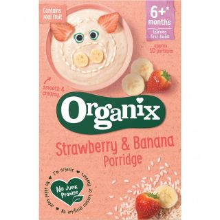 Cereale Bio Organix Orez integral cu Porumb, Banane si Capsuni 120 g 6 luni+