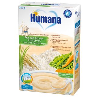 Cereale Humana fara lapte cu morcov si mazare - 6 luni 200 gr