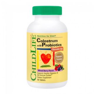 Colostrum cu prebiotice 90 tablete masticabile ChildLife Essentials Secom 