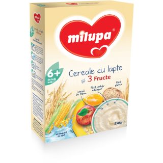 Milupa Cereale cu lapte si 3 fructe - 250 g