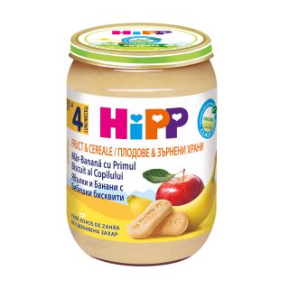 Piure Hipp Fruct & Cereale – mere si banana cu biscuit 190 gr