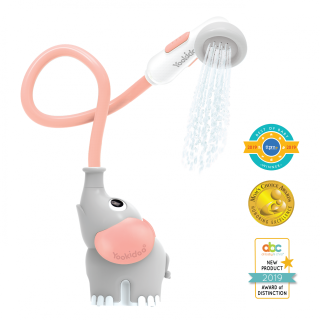 Jucarie dus portabil pentru bebelusi si copii, in forma de elefant -  Gri -  Roz, 0-24 luni, Yookidoo