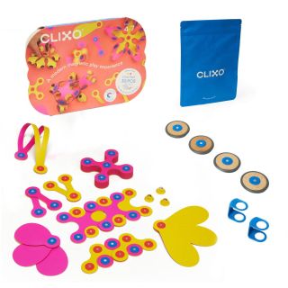 Clixo® joc magnetic de construit - Crew Roz & Galben (30 piese)