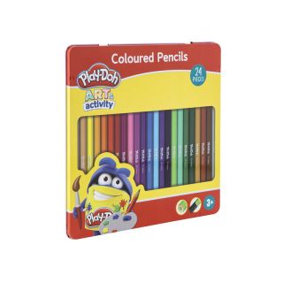 Set 24 creioane colorate in cutie metalica