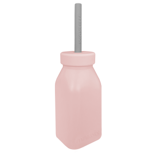 Sticla cu pai din silicon, Minikoioi - Pinky Pink