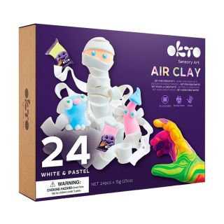 Set de Creatie Air Clay, Okto, 24 culori - White&Pastel