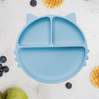 Farfurie compartimentata din silicon cu ventuza, AppeKids - Kitty - Aqua Blue