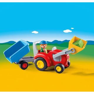 Playmobil 1.2.3 Tractor cu remorca