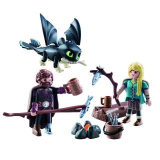 Playmobil Hiccup, Astrid si Dragon PM70040