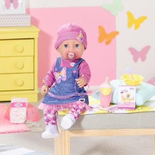 BABY born - Papusa interactiva cu rochita de blugi - 43 cm