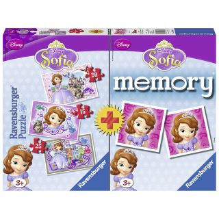 Puzzle + Joc Memory Printesa Sofia 3 Buc In Cutie 15/20/25 Piese RVSPC07358