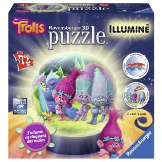 Puzzle 3D Luminos Trolls, 72 Piese RVS3D12138