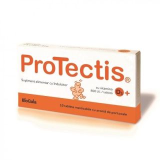 Protectis cu vitamina D3 aroma de portocale 10 tablete masticabile