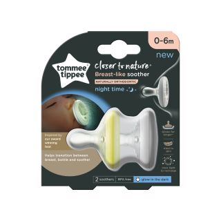 Suzeta de noapte Tommee Tippee 0-6 luni Closer to Nature "Breast like soother" 2 buc