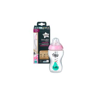 Biberon Tommee Tippee Closer to Nature, 340 ml, PP, 3 luni +, Roz, 1 buc